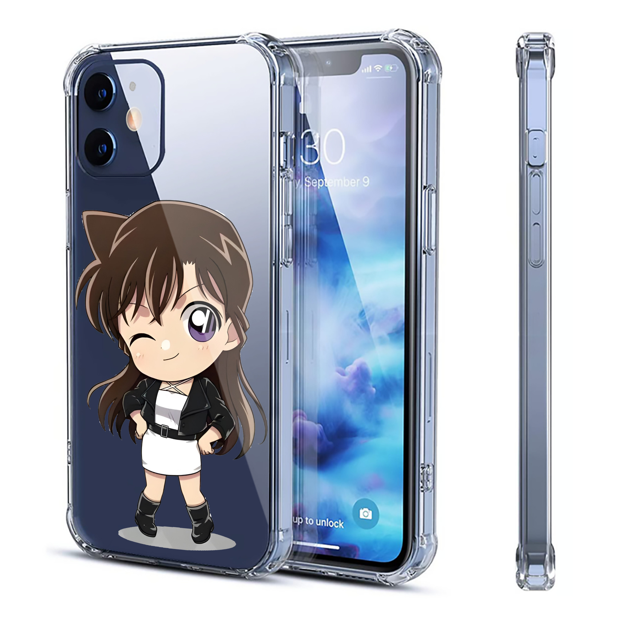 （画像用） 名探偵コナン 毛利 蘭 もうり らん、モーリ ラン Detective Conan Rachel Moore 【iPhone 12シリーズ対応】透明スマホケース（クリアソフトケース）